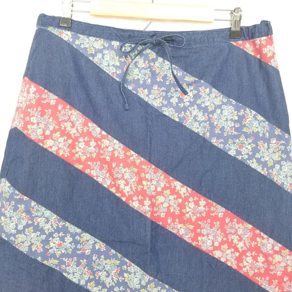 Crazy‎ Horse Cottage Floral Chambray Skirt Womens 14 Blue Pink - Picture 3 of 11